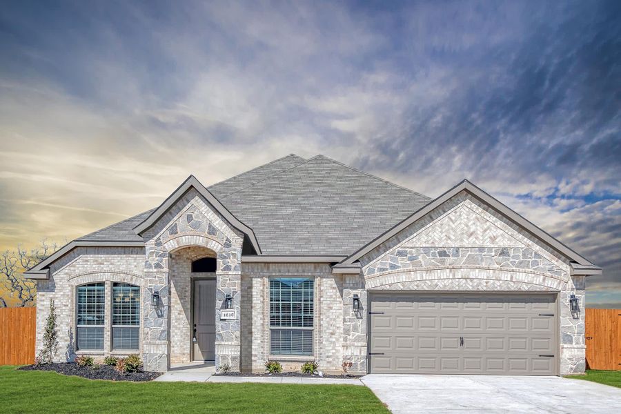 Elevation A with Stone | Concept 2671 at Oak Hills in Burleson, TX by Landsea Homes