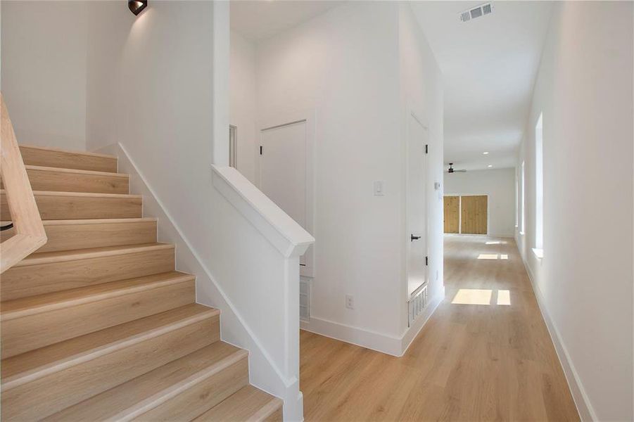 Stairs with wood-type flooring