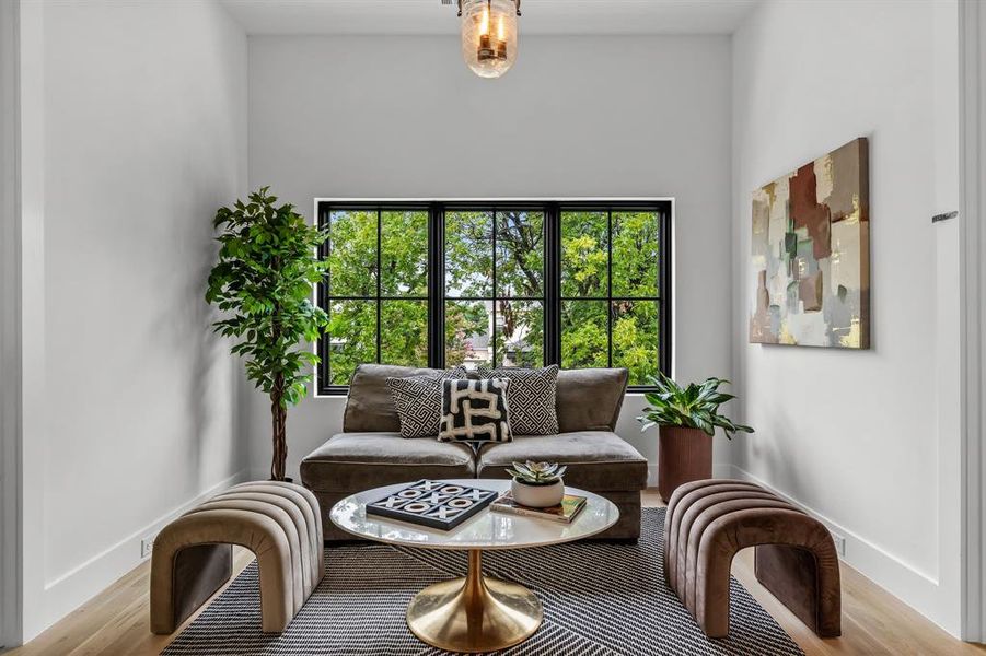 Living room featuring light hardwood / wood-style flooring