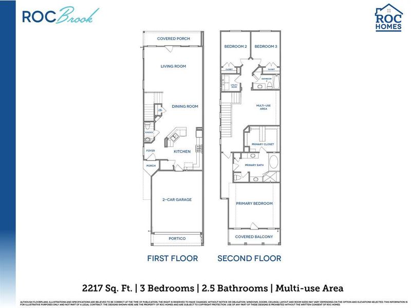 The ROCbrook floorplan from ROC Homes offers a spacious and contemporary layout designed for modern living. finished square footage varies based on elevation styles and plan options.