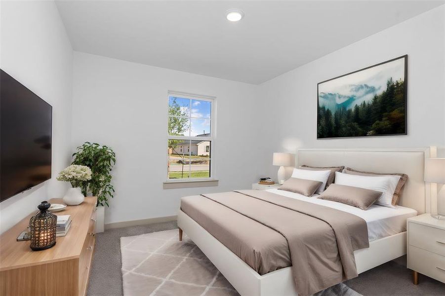 All the Guest Bedrooms have Plush Carpet to sink those toes in total comfort to start your day! Home ready for you to make your Memories! **Virtually Staged Photo** **Image Representative of Plan Only and May Vary as Built**