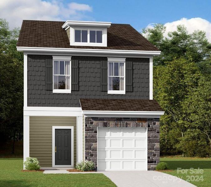 Rendering of proposed townhome. Actual colors will vary.