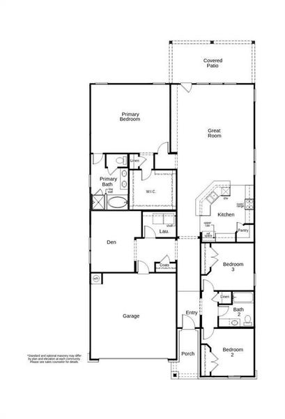 This floor plan features 3 bedrooms, 2 full baths, and over 2,100 square feet of living space.