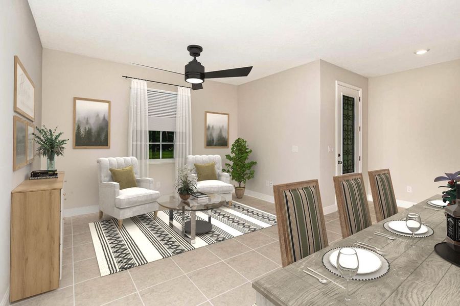 Sanibel new construction home plan living room area by William Ryan Homes Tampa