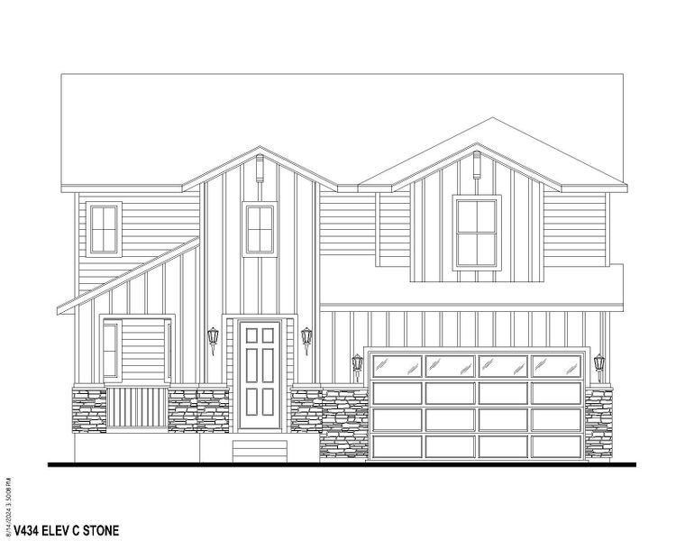 Plan V434 Elevation C w/ Stone