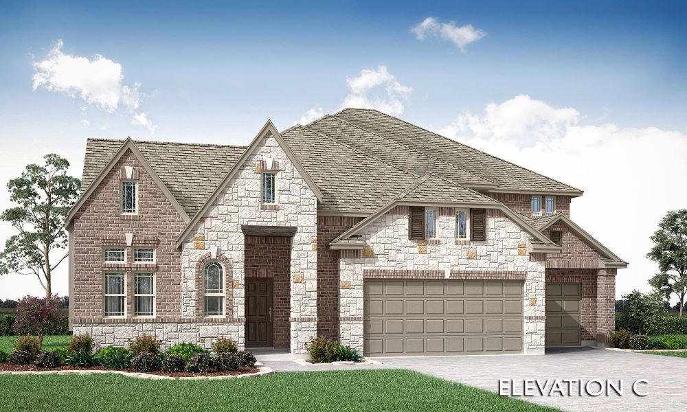 Elevation C. 3,733sf New Home in Mansfield, TX