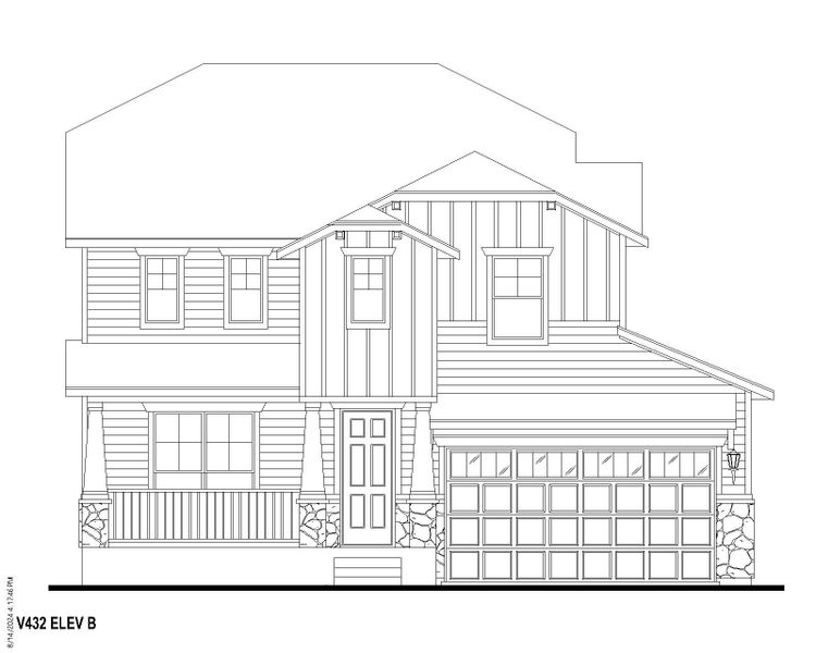 Plan V435 Elevation B w/ Stone