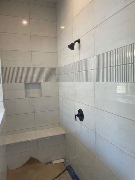 Primary walk-in shower; under construction