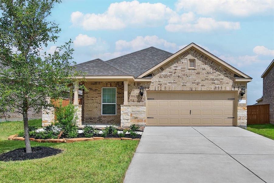 This home has a beautiful floorplan with great curb appeal and front yard landscaping. It comes with a two-car garage which has upgraded carriage lights for safety and security at night.