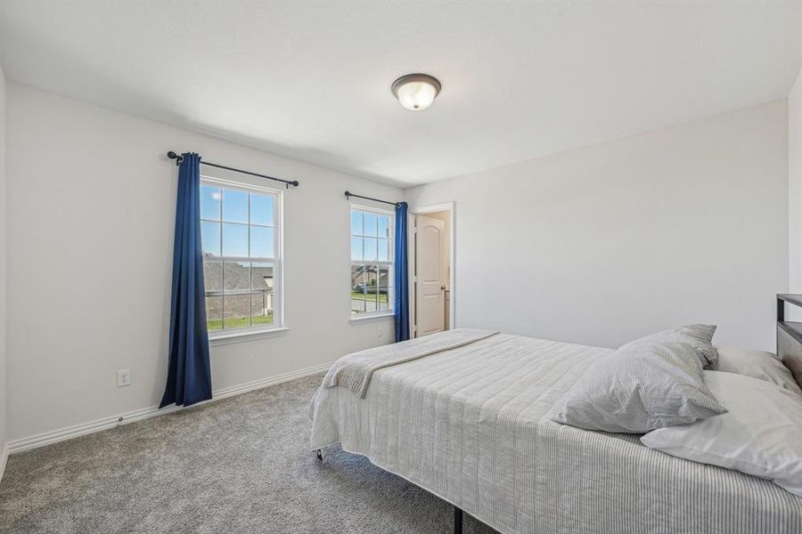 Bedroom with carpet floors