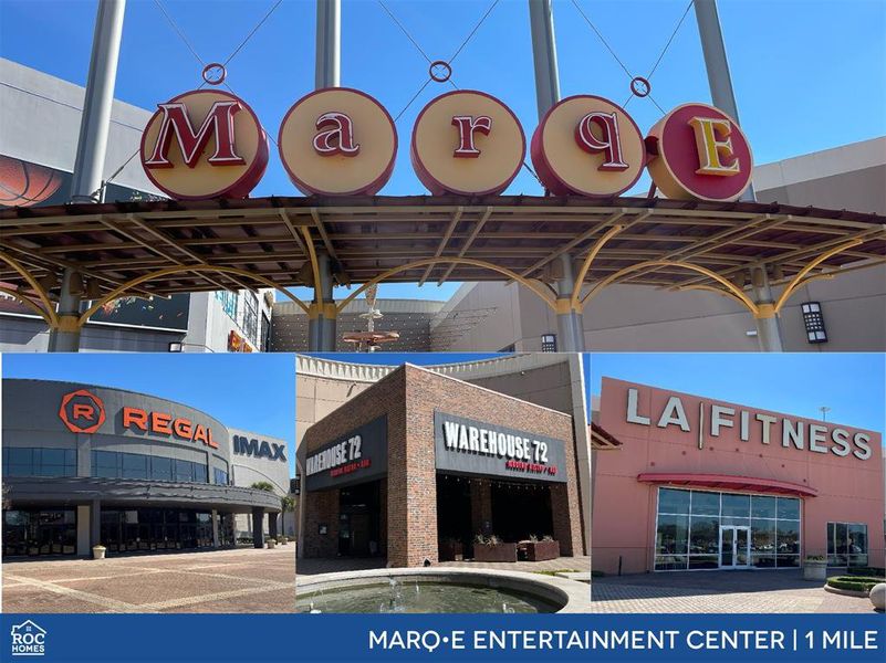 The Marq-E Entertainment Center is a vibrant hub featuring a variety of attractions, including a movie theater, restaurants, and a range of entertainment options, catering to all ages and interests.