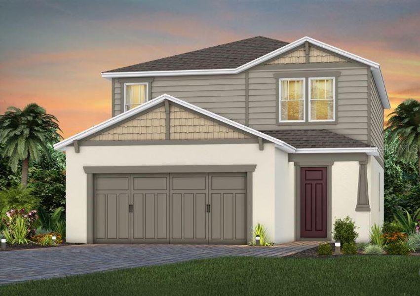 Exterior Design. Artistic rendering for this new construction home. Pictures are for illustrative purposes only. Elevations, colors and options may vary.