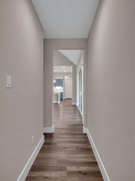 Hall with wood-type flooring