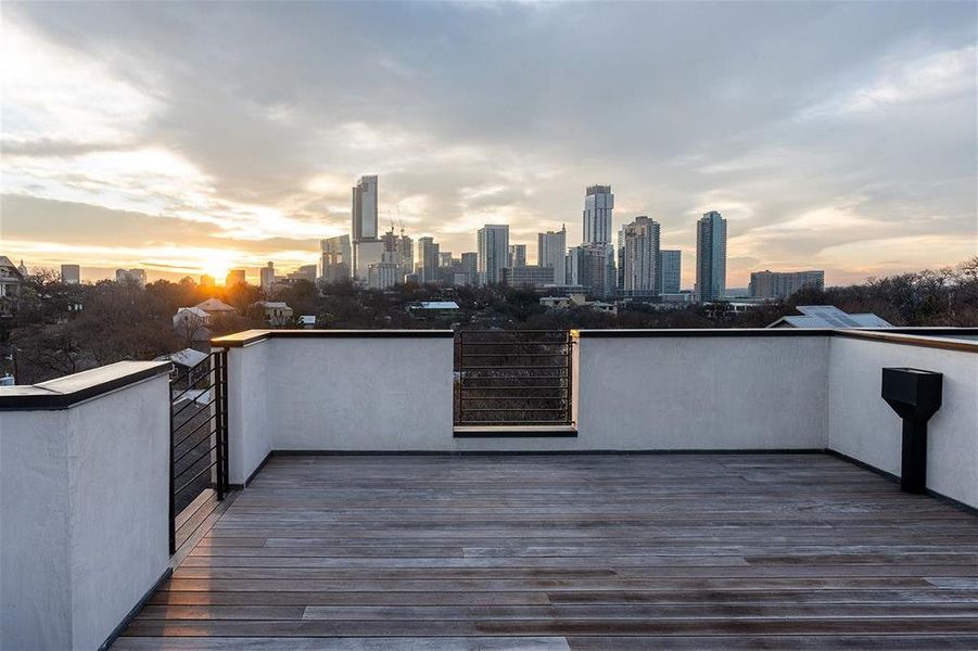 Amazing Downtown Views from oversized Rooftop Deck, Brazilian Ipe wood, plumbed for gas kitchen