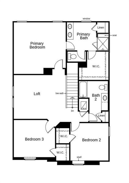 This floor plan features 3 bedrooms, 2 full baths, 1 half bath, and over 2,000 square feet of living space.