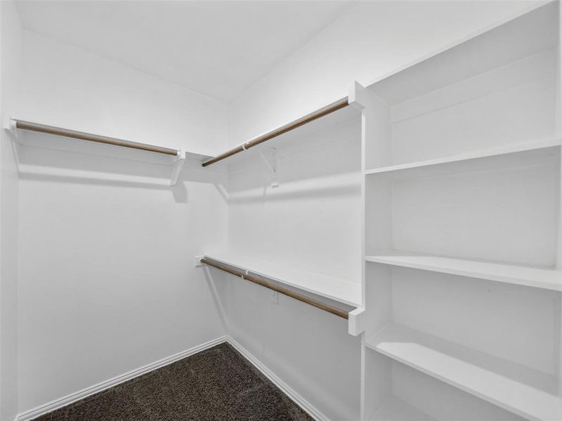 Spacious closet with carpet flooring