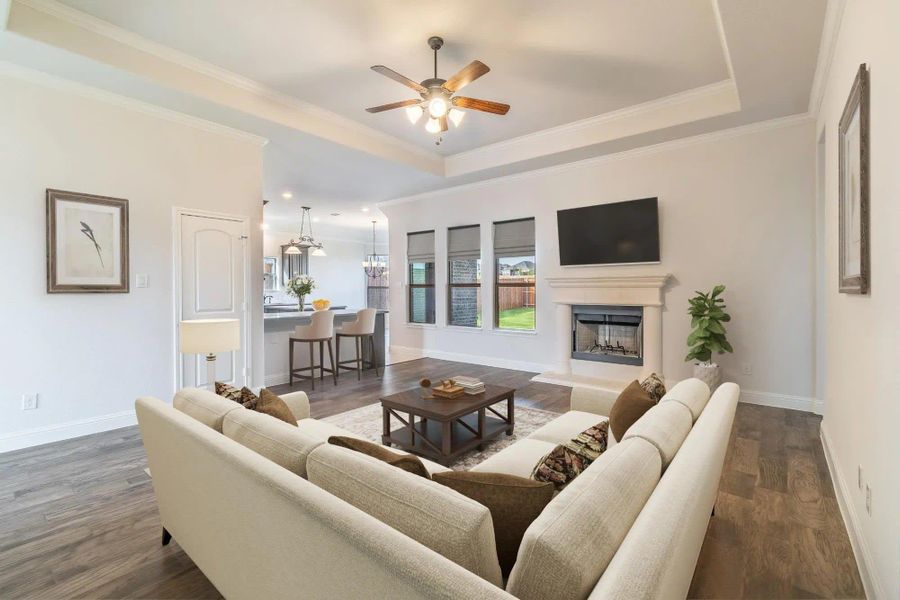 Family Room to Kitchen | Concept 2027 at Villages of Walnut Grove in Midlothian, TX by Landsea Homes