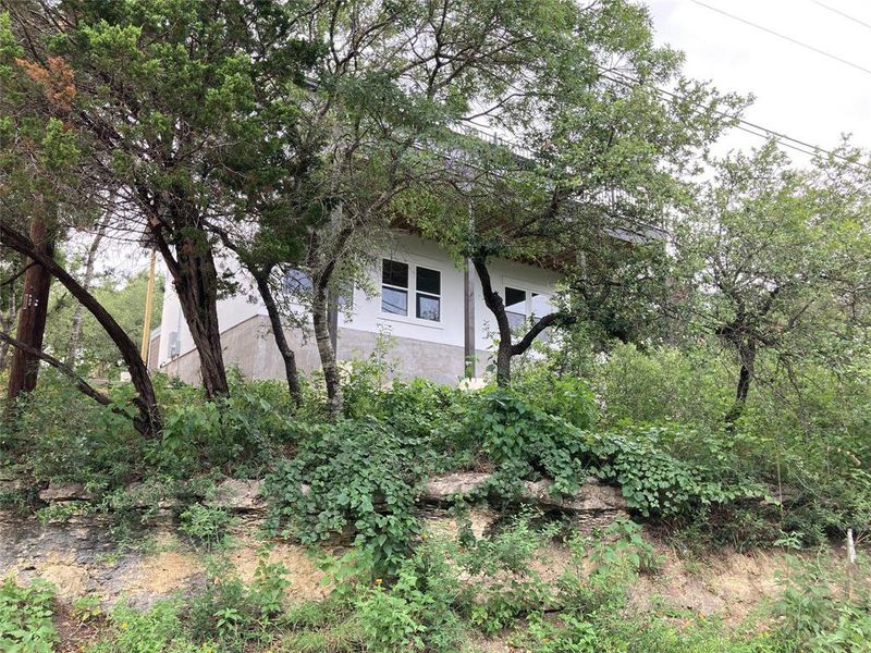 A view of the side of the home from the street.