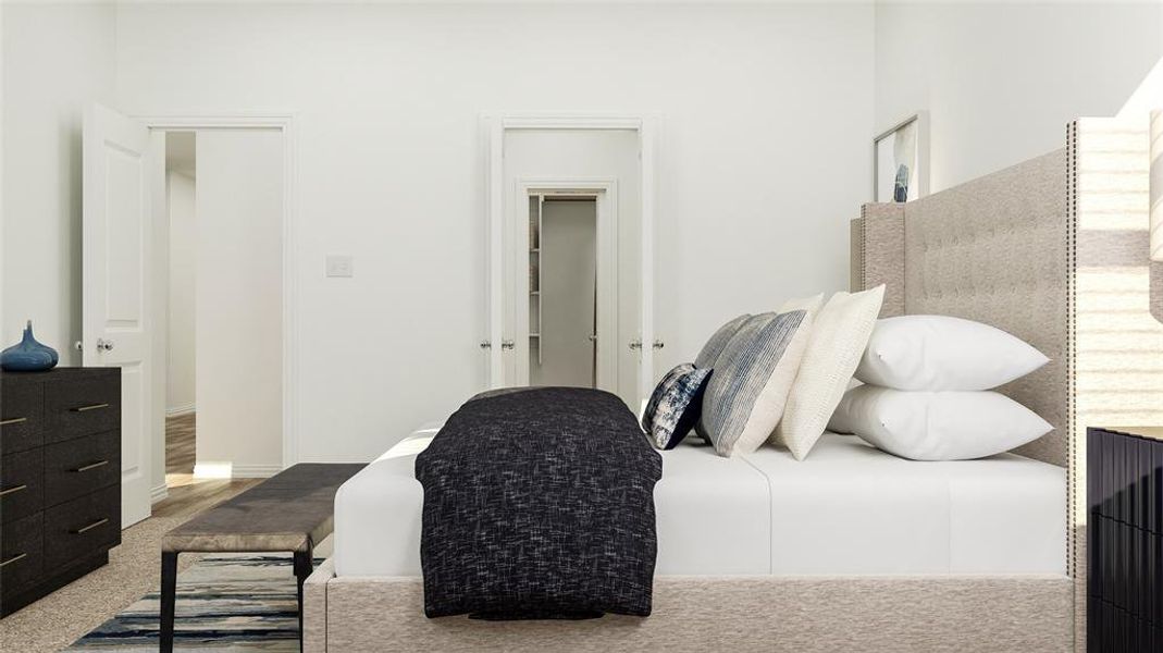 Bedroom with hardwood / wood-style floors