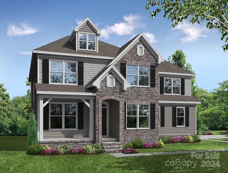 Homesite 60 features the Colfax plan/E elevation with walkout basement and front-load garage.
