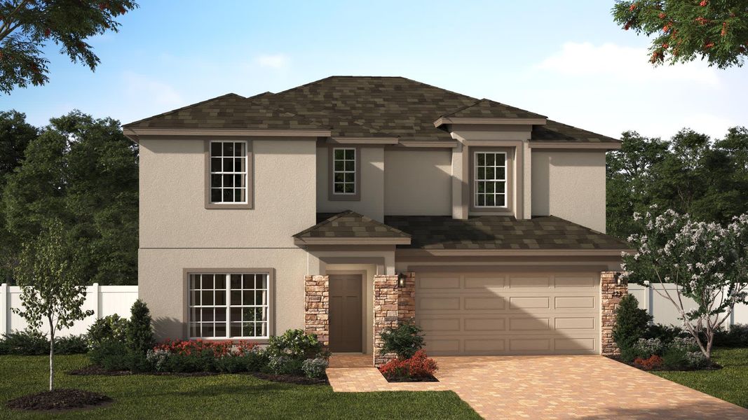 Newcastle Stone Elevation | Harrell Oaks in Orlando, FL by Landsea Homes
