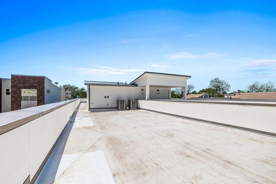 View of patio featuring central AC