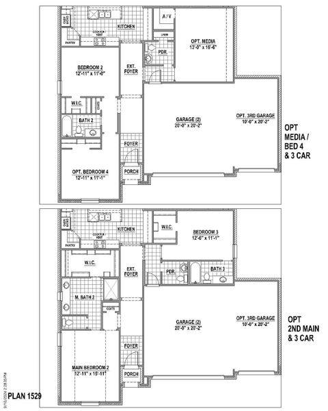 Plan 1529 Options 1 3-Car