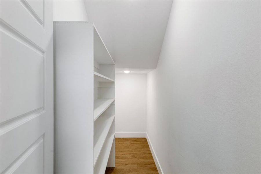 Walk in closet featuring hardwood / wood-style floors