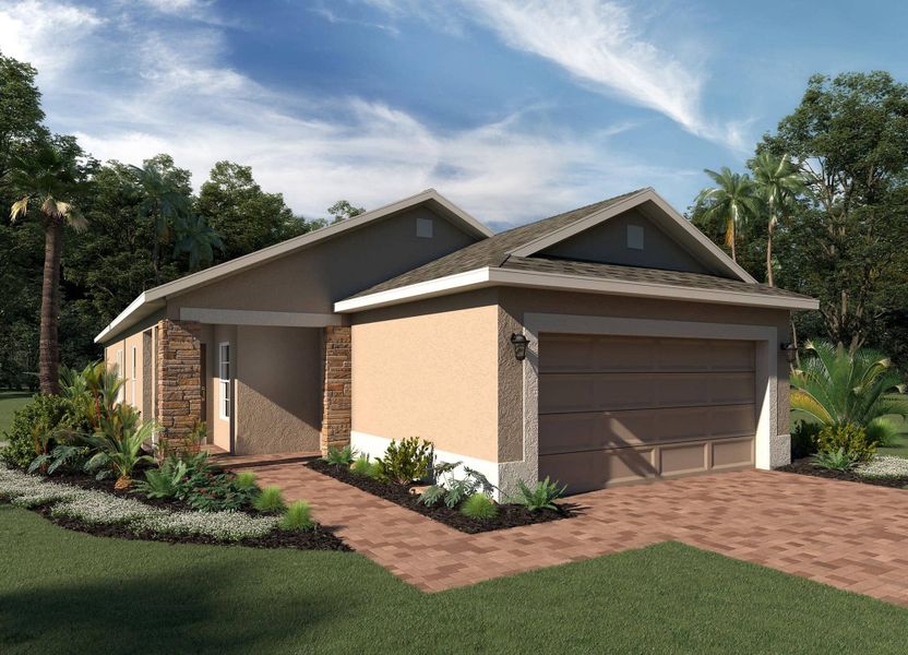 Elevation 2 with Optional Stone - Delray Plan by Landsea Homes