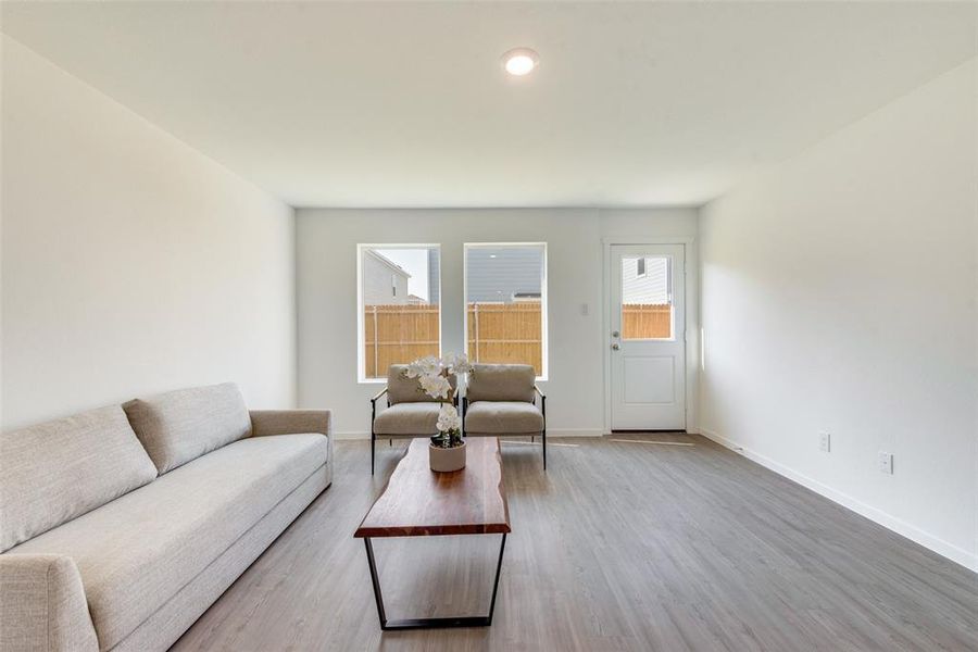 Living room featuring light wood-type flooring