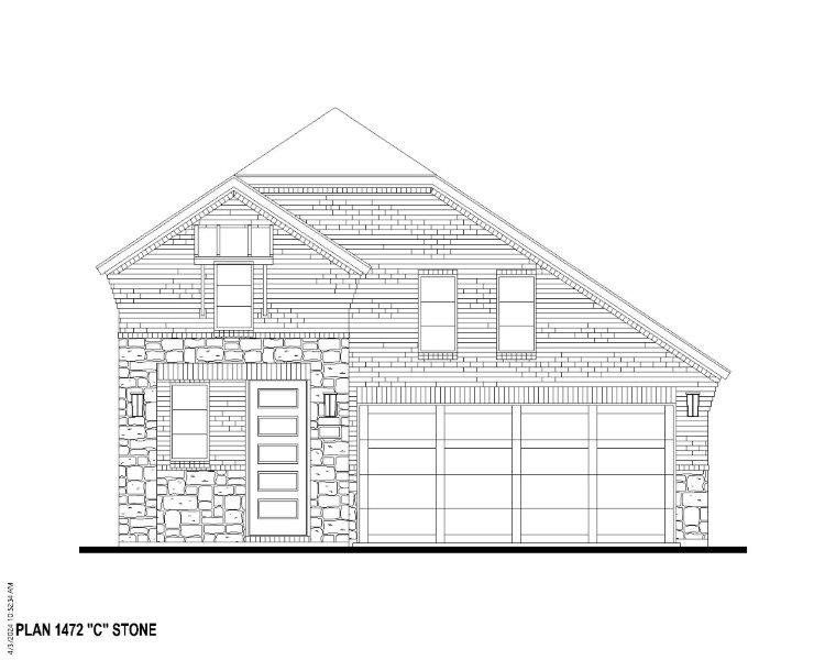 Plan 1472 Elevation C w/ Stone