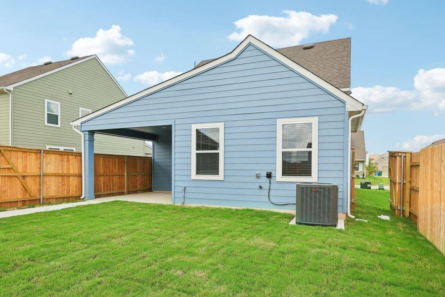 Expansive backyard with covered patio