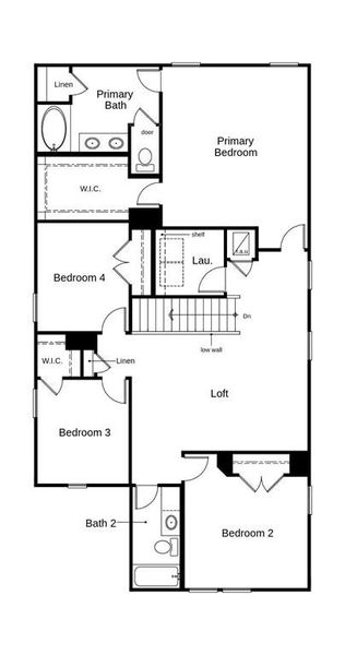 This floor plan features 4 bedrooms, 2 full baths, 1 half bath and over 2,500 square feet of living space.