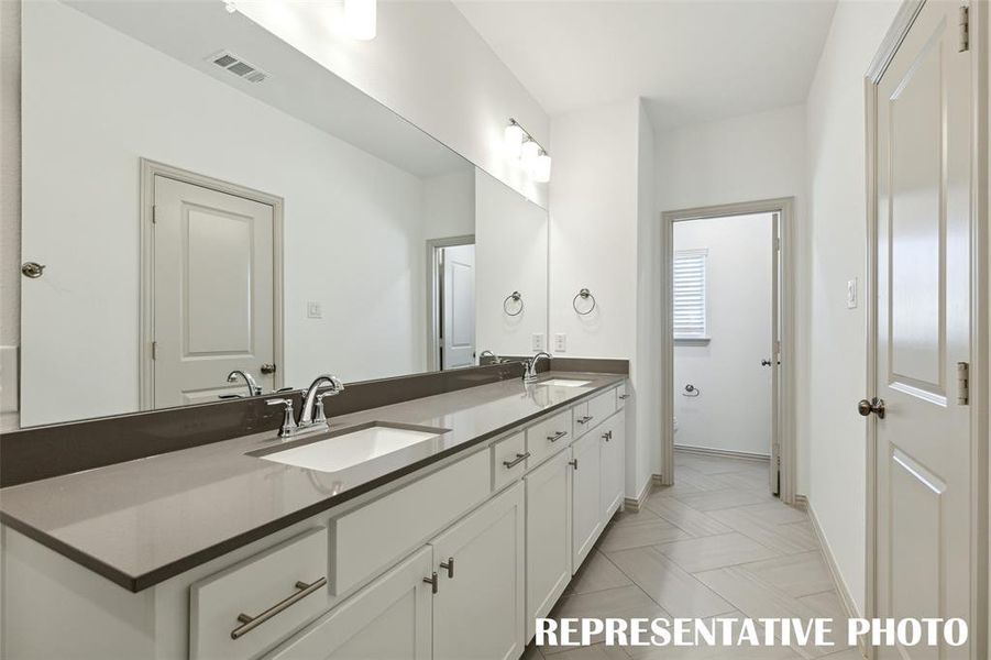 Your new owner's bath features a double vanity with plenty of space for two!  REPRESENTATIVE PHOTO