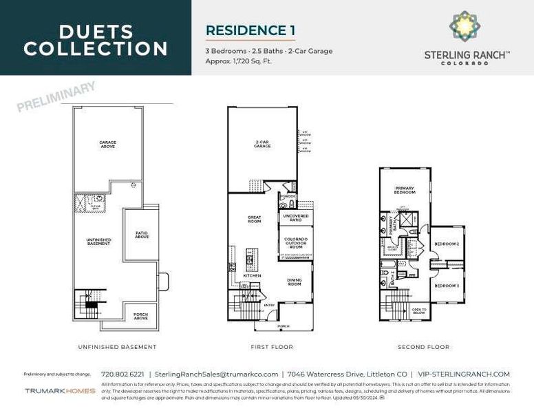Duets at Sterling Ranch by Trumark Homes | Plan 1