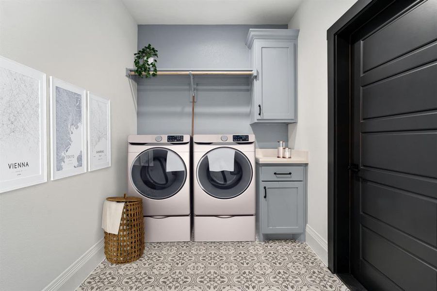 So smart. Upstairs laundry room. *Virtually staged.