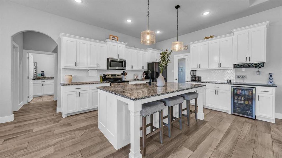 Large Kitchen with built in bar