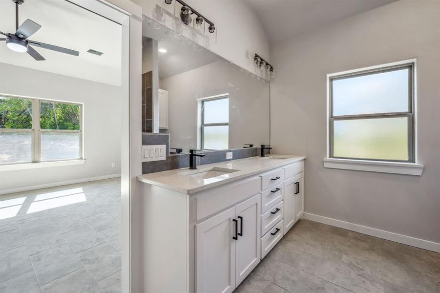 Master bathroom with double vanity