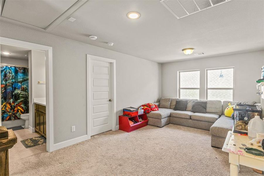 View of tiled living room