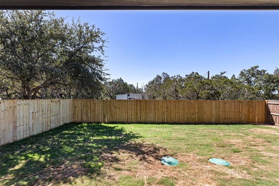 Full view of back yard