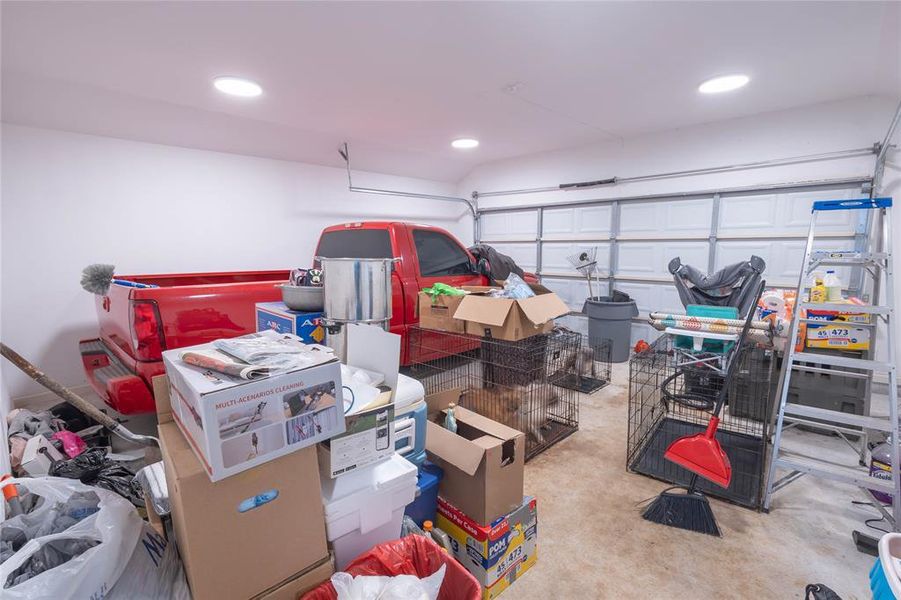 Garage with mini split air conditioner installed