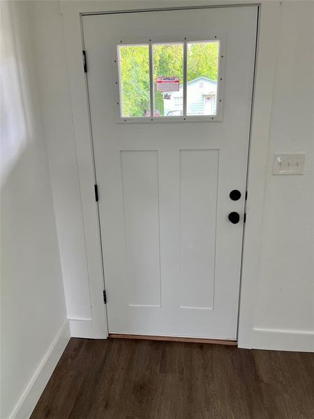 Fron door with Vinyl plank floors