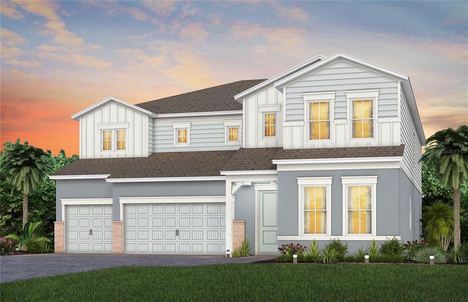 Exterior Design. Artistic rendering for this new construction home. Pictures are for illustrative purposes only. Elevations, colors and options may vary.