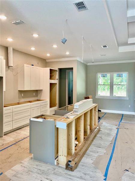 Large kitchen island.