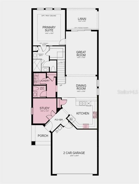 Floor Plan - Structural options added include: gourmet kitchen, French doors into study, game room, and stand-up shower in bath 2