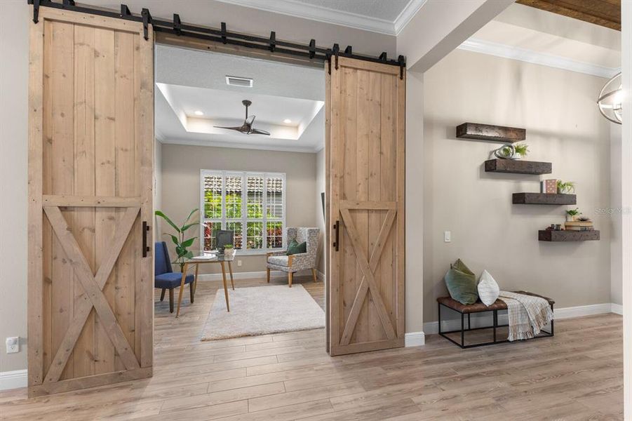 Custom barn doors to office/den