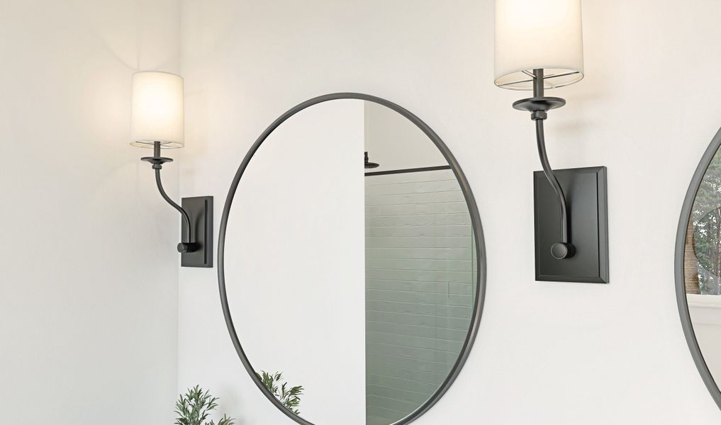 Matte black mirrors in primary bath