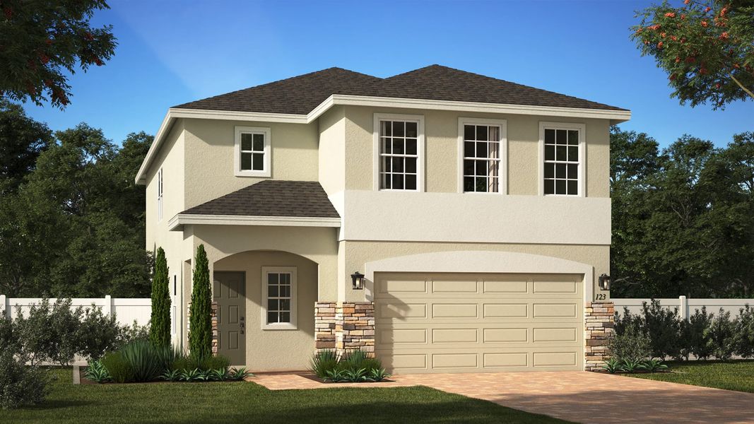 Elevation 1 with Optional Stone | Sanibel | Eagletail Landings | New Homes In Leesburg, FL | Landsea Homes