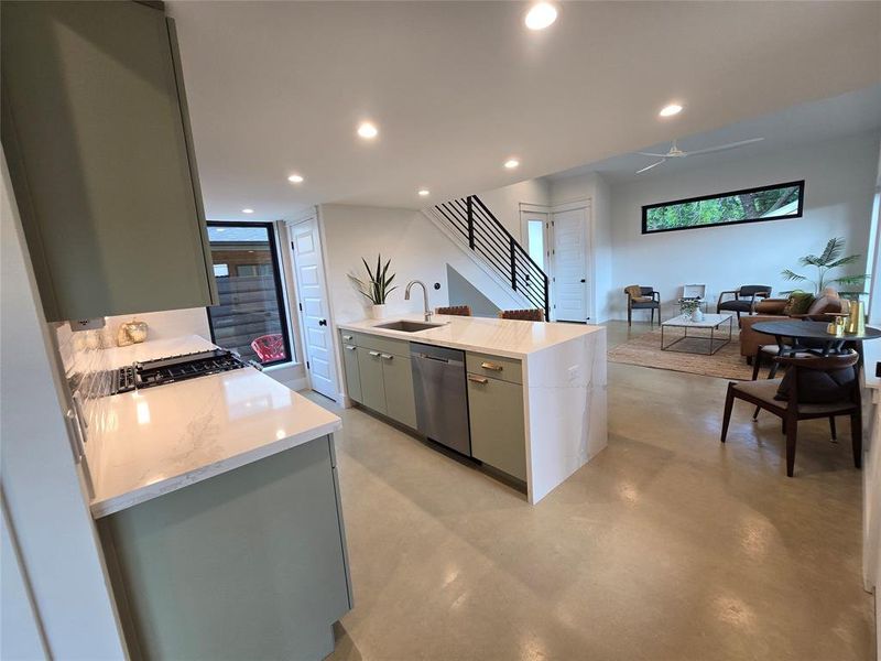 Large window in the kitchen to bring even more light in.