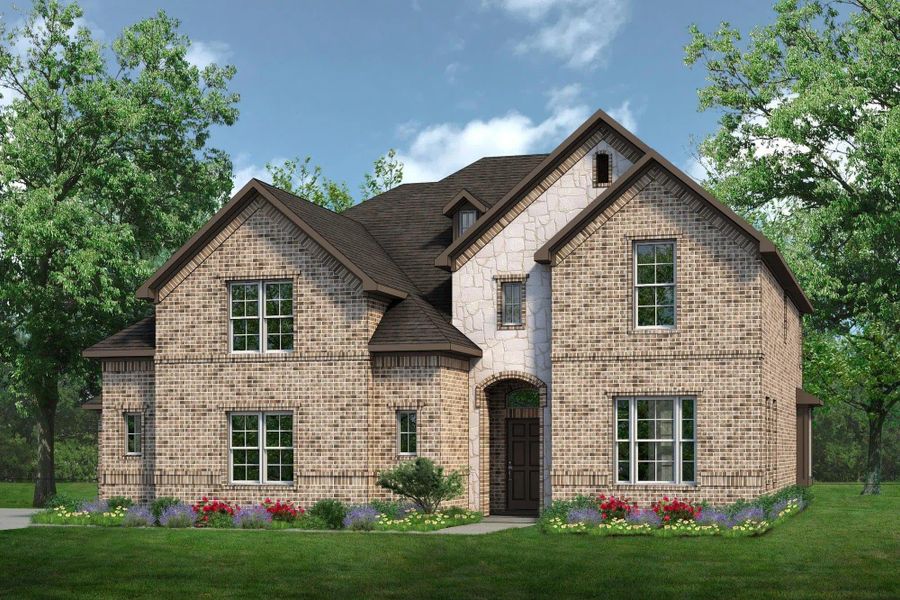 Elevation A with Stone | Concept 3115 at Massey Meadows in Midlothian, TX by Landsea Homes